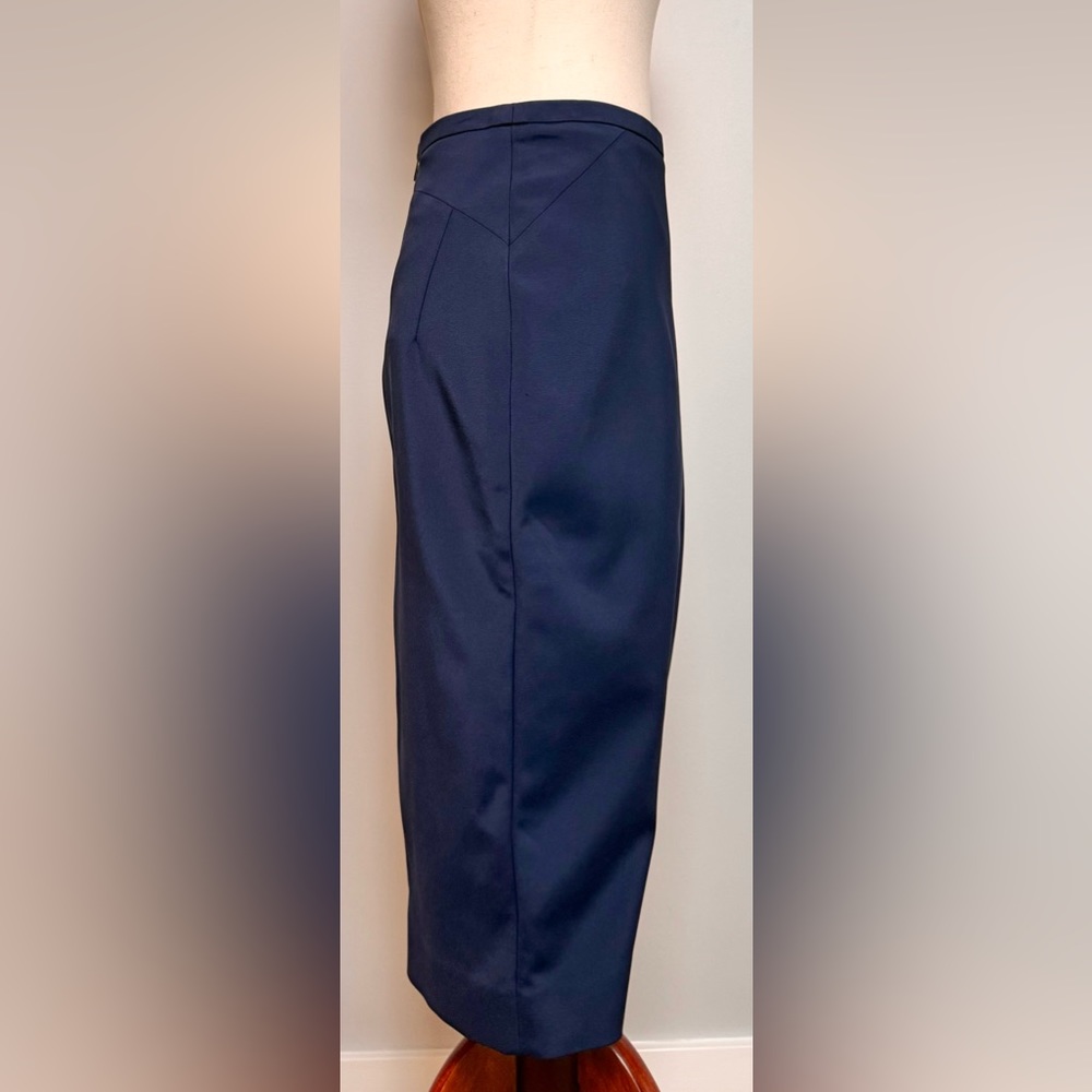 L.K. Bennett London pencil skirt with slit, size 4, blue/purple